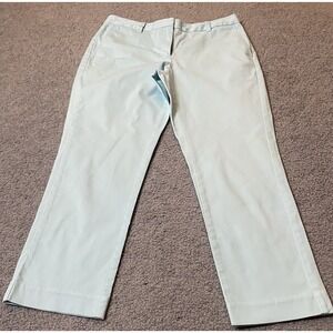 Lands End Crop Chino Pants Trousers Womens Sz 6 Blue Straight Leg City Casual